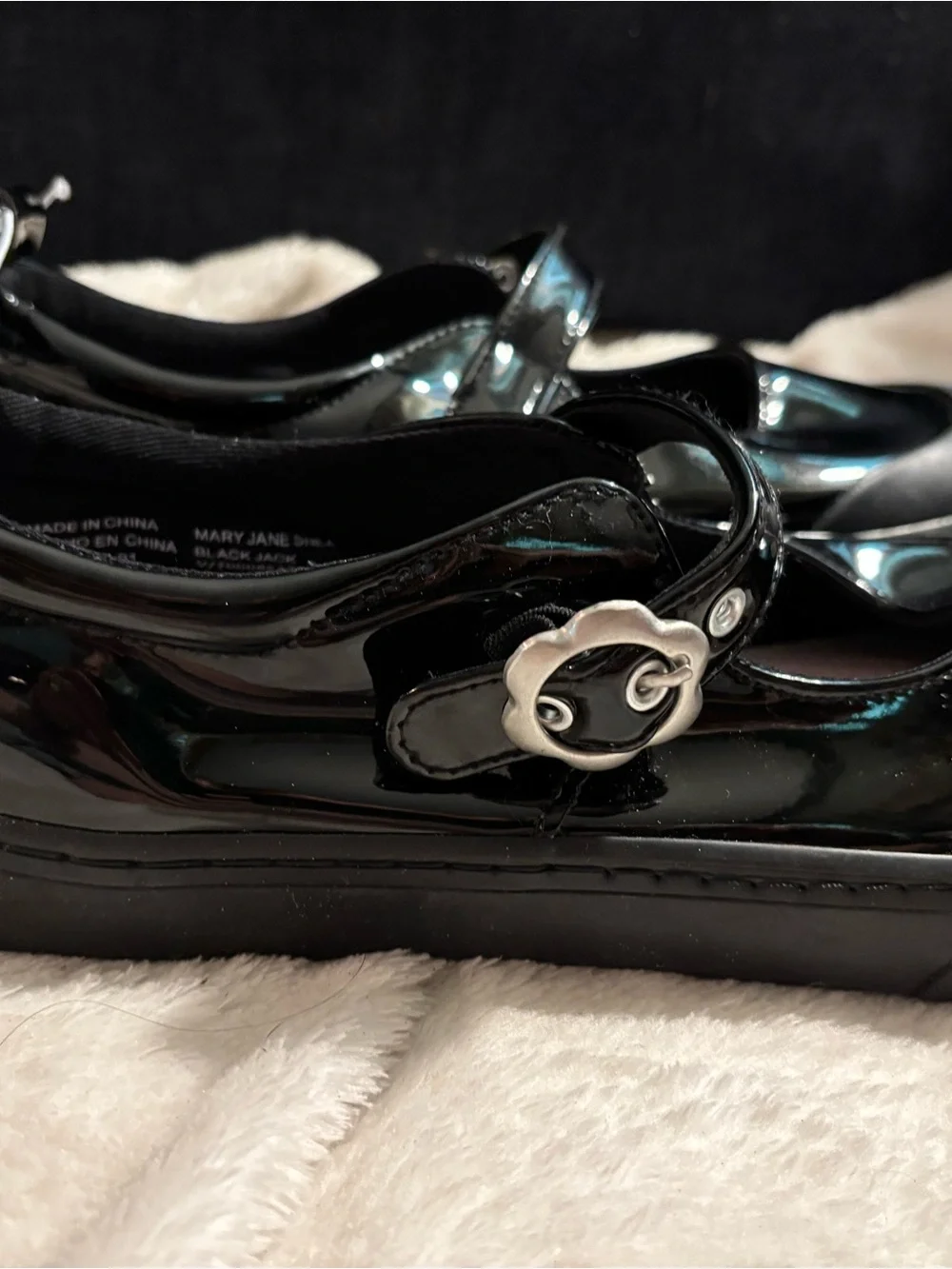 Old Navy Black Patent Mary Jane Hook-and-Loop Dress Shoes